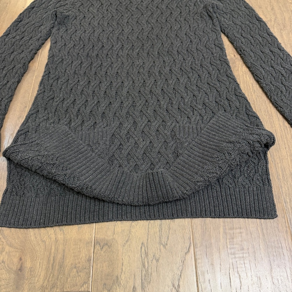 Jeanne Pierre Women's Charcoal‎ Gray Cable Knit Sweater Dress Pockets Size M - Picture 4 of 7